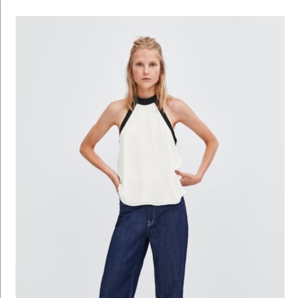 black and white halter top